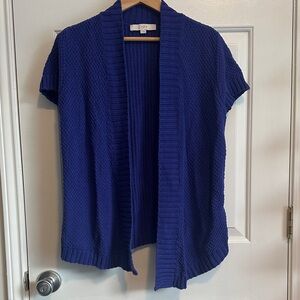 LOFT Women's Deep Blue Short Sleeve Cardigan